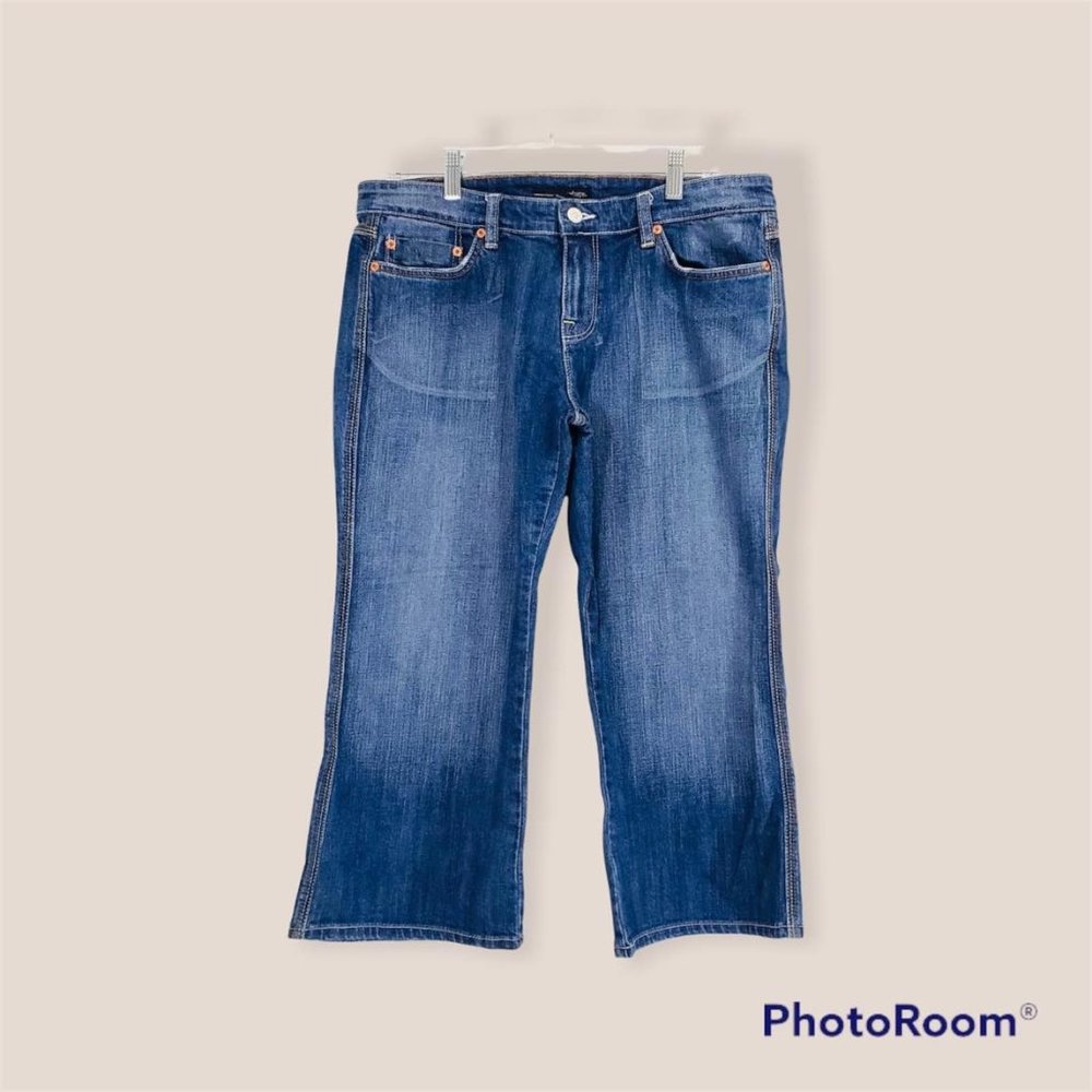 Refuge Jr Sz 13 Jeans dark blue w acid wash wide leg 5 pocket 98% Cotton